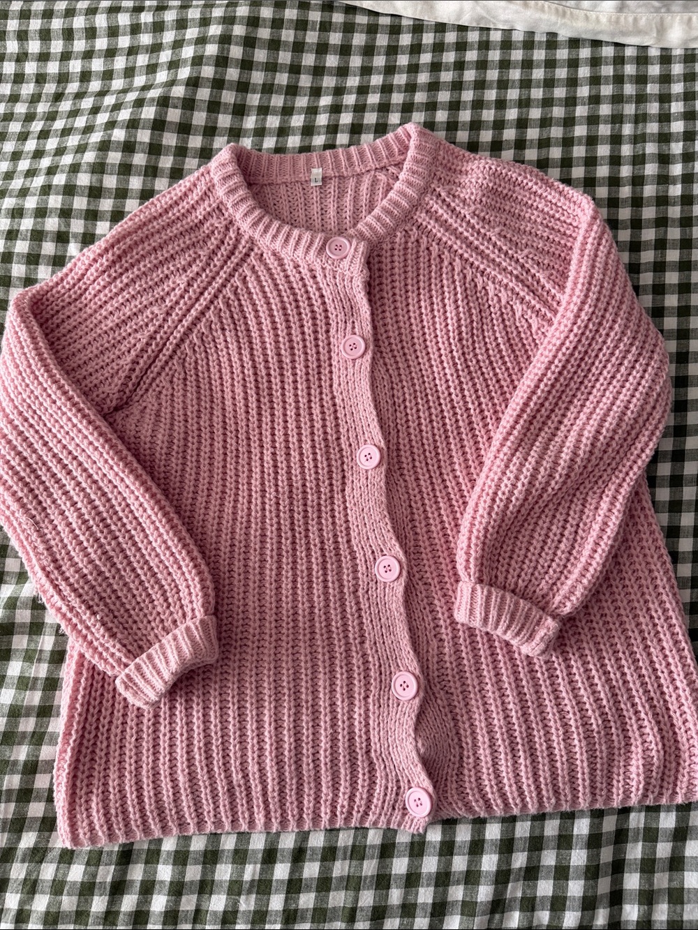 Classic Pink Knit Button-Front Women's Sweater